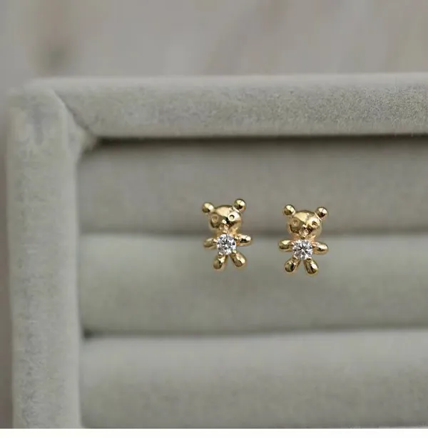 Gold_Mini_Bear_Stud_Earrings_For_Women
